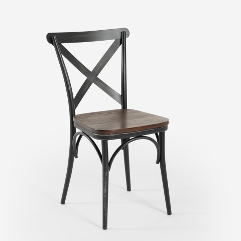 Steel Vintage spisebordsstol til køkken og spisestue i industrielt stil af træ og metal Kampagne