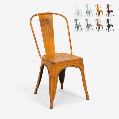 Steel Old spisebords stol vintage brugt industrielt design stil i stål Kampagne