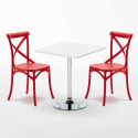 Cocktail hvid cafebord sæt: 2 Vintage farvet stole og 70cm kvadratisk bord Egenskaber