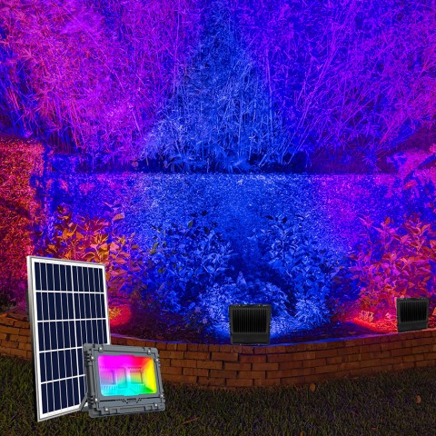 Toscor M solcelle RGB LED projektør 10 W lampe bluetooth lyssensor Kampagne