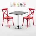 Mojito sort cafebord sæt: 2 Vintage farvet stole og 70cm kvadratisk bord Kampagne