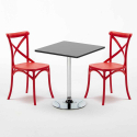 Mojito sort cafebord sæt: 2 Vintage farvet stole og 70cm kvadratisk bord Mængderabat