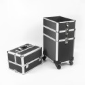 Aldeb make up kuffert trolley sort modulær 3 lag med 4 hjul Model