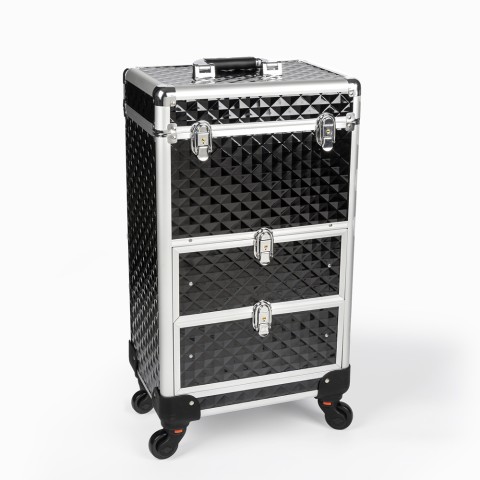 Cygnus professionel makeup kuffert trolley sort med 1 rum og 2 skuffer Kampagne