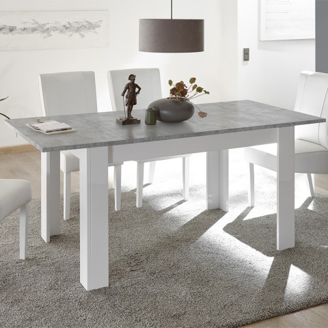 Sly Basic blank hvid cementgrå spisebord med udtræk 90x137-185 cm træ Kampagne