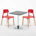 Mojito sort cafebord sæt: 2 Barcellona farvet stole og 70cm kvadratisk bord Mål