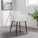Suntree polycarbonat spisebordsstol gennemsigtig med armlæn træ ben Udsalg