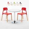 Long Island hvid cafebord sæt: 2 Barcellona farvet stole og 70cm rundt bord Kampagne