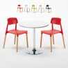 Long Island hvid cafebord sæt: 2 Barcellona farvet stole og 70cm rundt bord Kampagne