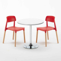 Long Island hvid cafebord sæt: 2 Barcellona farvet stole og 70cm rundt bord Mængderabat