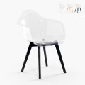 Arinor moderne gennemsigtig polycarbonat stol med træben Kampagne