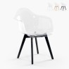 Moderne gennemsigtig polycarbonat stol med træben Arinor