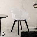 Moderne gennemsigtig polycarbonat stol med træben Arinor Udsalg