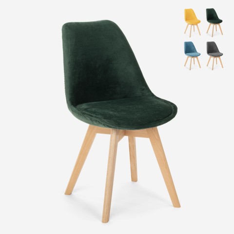 Dolphin Lux AHD nordisk design spisebords stol med fløjlsbetræk og træben Kampagne