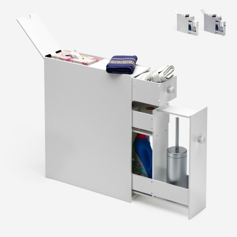 Moposh hvid grå 17x48x60cm badeværelsesskab med 2 skuffer og 1 rum Kampagne