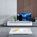 Condian tv bord hvid marmor effekt træ 220x38x35cm møbel med 3 skuffer På Tilbud
