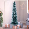 Mikkeli 180 cm kunstigt juletræ plastik grøn traditionel hvid med fod På Tilbud