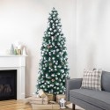 Poyakonda 180 cm kunstigt juletræ plastik grøn hvid med fod og kogler På Tilbud