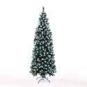 Poyakonda 180 cm kunstigt juletræ plastik grøn hvid med fod og kogler Rabatter