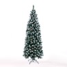 Poyakonda 180 cm kunstigt juletræ plastik grøn hvid med fod og kogler Rabatter