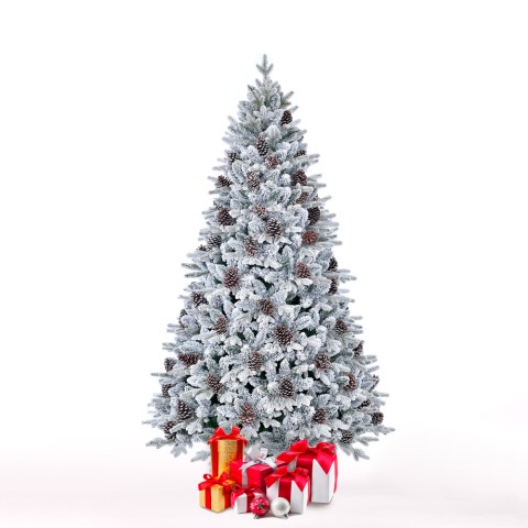 Faaborg 180 cm høj kunstigt plastik hvid juletræ med fod dekorationer Kampagne