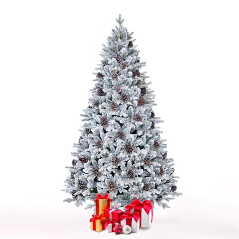 Bildsberg 210cm høj kunstigt plastik hvid juletræ med fod dekorationer Kampagne
