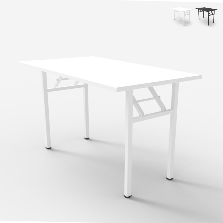 Foldesk lille 120x60 cm sammenklappelig skrivebord i sort hvid På Tilbud