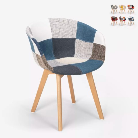 Pigeon design lænestol med farverigt patchwork stofbetræk og træben Kampagne