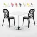 Cocktail hvid cafebord sæt: 2 Wedding farvet stole og 70cm kvadratisk bord Kampagne