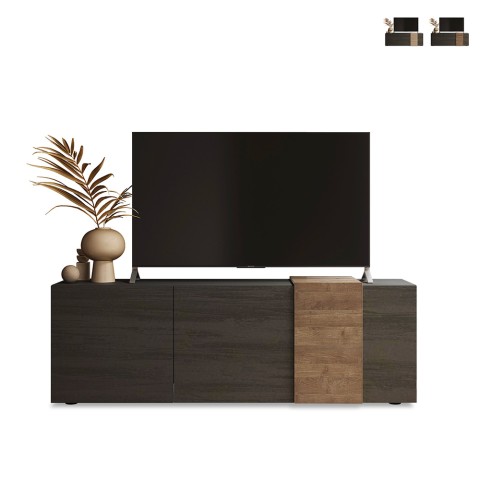 Suite titangrå lille tv bord træ lav skænk 181x44x59 cm med 3 låger Kampagne
