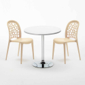 Long Island hvid cafebord sæt: 2 Wedding farvet stole og 70cm rundt bord Mål