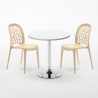 Long Island hvid cafebord sæt: 2 Wedding farvet stole og 70cm rundt bord Mål