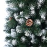 Poyakonda 180 cm kunstigt juletræ plastik grøn hvid med fod og kogler Udsalg