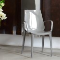 Vanity Arm Scab stabelbare spisebords stol med armlæn i blank plastik På Tilbud