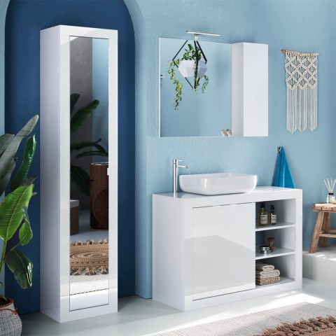Mobil badeværelsessøjle med spejldør 42x35x195 blank hvid Letty Kampagne