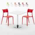 Cocktail hvid cafebord sæt: 2 Parisienne farvet stole og 70cm kvadratisk bord Kampagne