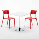 Cocktail hvid cafebord sæt: 2 Parisienne farvet stole og 70cm kvadratisk bord Valgfri