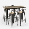 sæt med højt bord i sort 120x60 og 4 barstole i-stil med ryglæn wahoo Udvalg