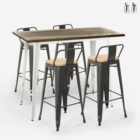 sæt af højt bord i hvid 120x60 og 4 Lix barstole med ryglæn palmyra Kampagne
