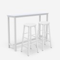 Sæt af højt bord 140x40 i hvid og 2 barstole med træsæde Argos Kampagne