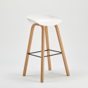 Sæt med højt bord og 2 barstole h75cm i hvid med træ i skandinavisk stil Vineland Udsalg