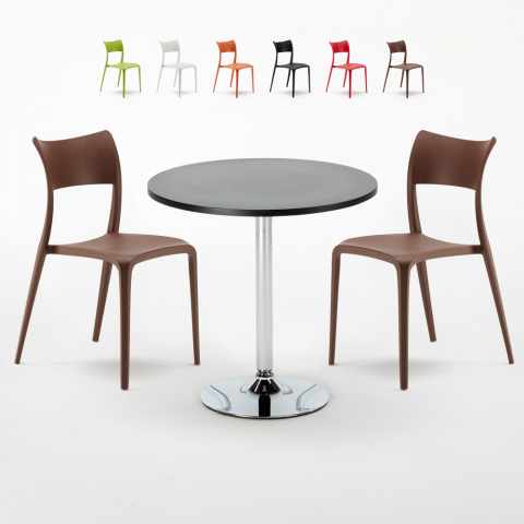 Cosmopolitan sort cafebord sæt: 2 Parisienne farvet stole og 70cm rundt bord