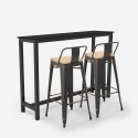 sæt med højt bord i sort og 2 barstole med ryglæn i industrielt design rexford Rabatter