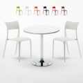 Long Island hvid cafebord sæt: 2 Parisienne farvet stole og 70cm rundt bord Kampagne