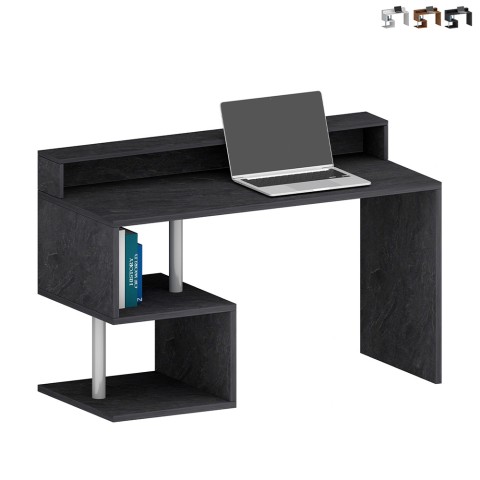 Moderne skrivebord til kontor med hylder 140x60x92,5cm Esse 2 Plus Kampagne