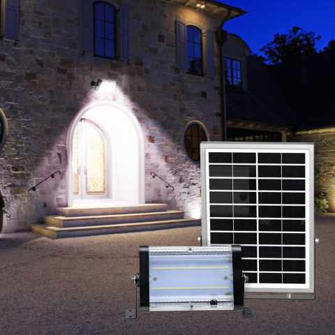 Udendørs solcelle væglampe LED spotlight 2000 lm lyssensor fjernbetjening