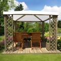 Trægazebo til haven 3x3m med hvidt PVC-telt, UV-beskyttelse Fox JT40 Pocket Kampagne