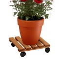 Plantevogn i træ med hjul 30x30cm til potteplanter og blomster Videl QS På Tilbud