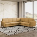Sofa stue 6 pladser moderne hjørne stof 288x248cm Yasel 18AG Mål