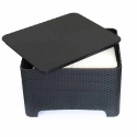 Raffaello polyrattan lille firkantet sort sofabord havemøble hyndeboks Tilbud